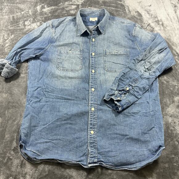 American Eagle Button Up Shirt Mens XXL Blue Denim Casual Outdoor Preppy Office - Picture 1 of 10